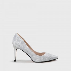 Fanny Pump Faux Leather Silver