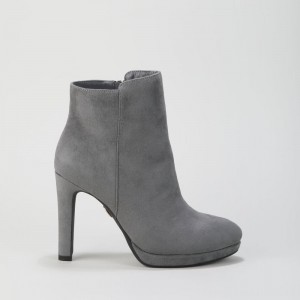 Buffalo Ankle Bootie decorative stitching suede grey